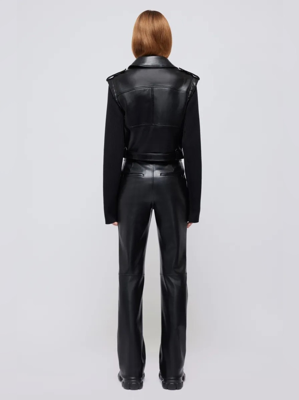Jonathan Simkhai Belene Jacket Vegan Leather Knit Sleeves Size M - Picture 6 of 16